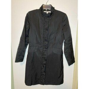 DKNY Black Ruffle Peacoat Size X-Small